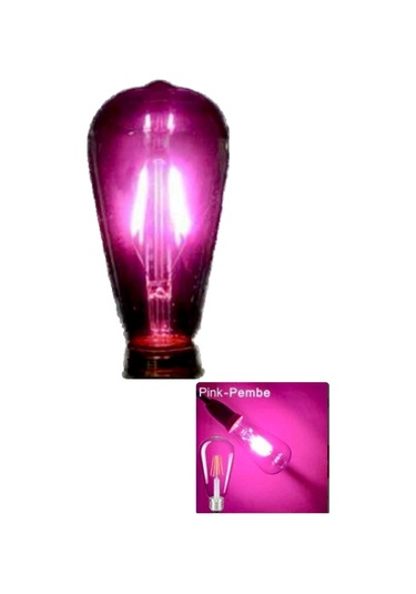 4 W Pembe Işık 4 Flamanlı Rustik E27 Duy Led Ampül Renkli 1 Adet