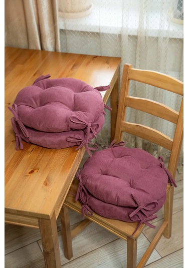 Slavica Sandalye Ve Tabure Yastığı Yuvarlak 35x35 Cm 2'li Set 185752745 Şarap Rengi