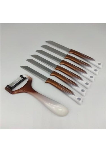 Solingen Kahve-Beyaz 7 Parça Mutfak Seti