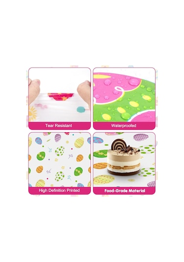 Gajeena Paskalya Renkli Yumurta Desenli Plastik Masa Örtüsü Seti - 137x274 Cm Büyük Boy Paskalya Masa Kaplaması