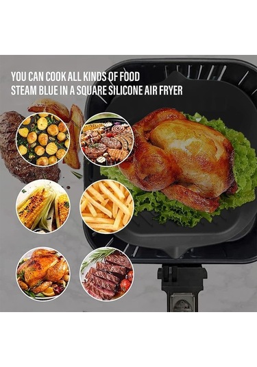 Ulzyvf Siyah Silikon Saplı Pratik Kaplamalı 8.6 İnç Hava Fritözü Tencere Siyah