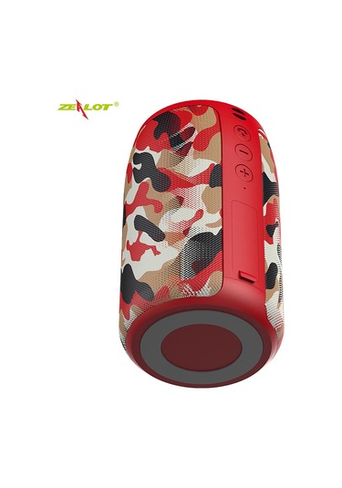 Mufunye Zealot S32 Taşınabilir Bluetooth Hoparlör, 5w Bass, Bt5.0/tf Kart/usb/aux Desteği, 2000mah Pil, Kırmızı Pamuk Kamuflaj