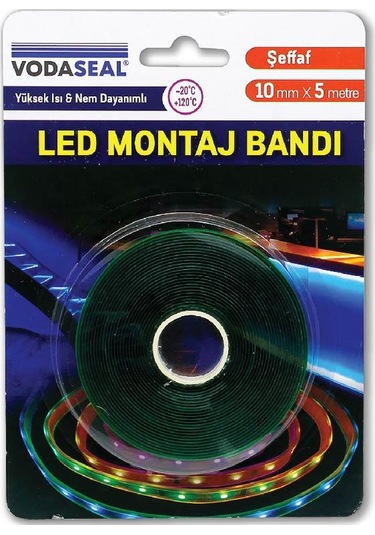 Vodaseal Çift Taraflı Şerit Led Montaj Bandı - 10 MM x 5 Metre