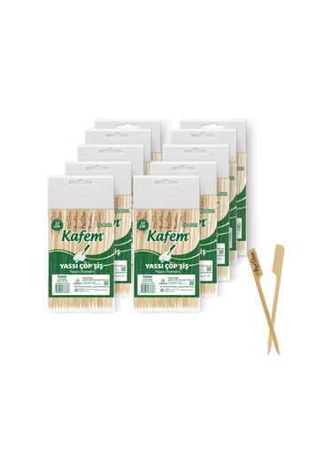 Kafem Yassı Çöp Şiş - Sunum Kürdanı 12 CM 50 Li x 10 Paket