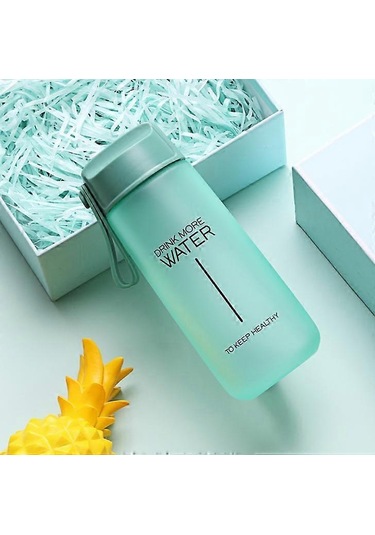 Su Bardağı Sevimli Plastik Taşınabilir Su Şişesi Öğrenci Seyahat Spor Su Bardağı - Renk: Şeftali Çok Renkli