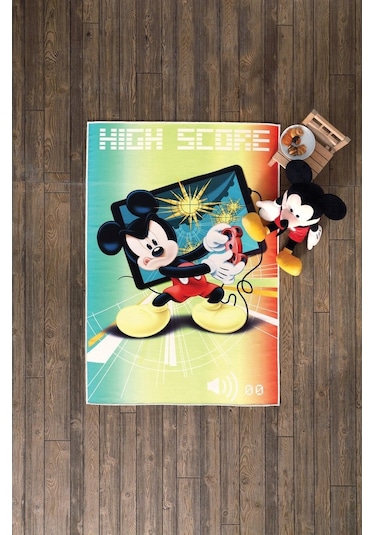 Taç Lisanslı Çocuk Halısı Mickey Mouse High Score 120X180 Çok Renkli
