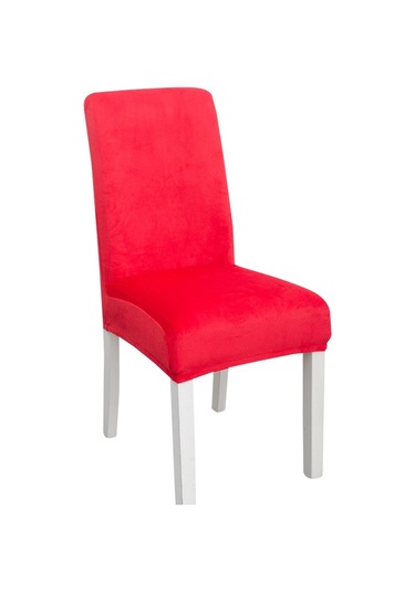 Sones Basit Yumuşak Yüksek Elastik Kalınlaştırıcı Kadife Yarı İç Mekan Sandalye Örtüsü Otel Sandalye Örtüsü Kırmızı