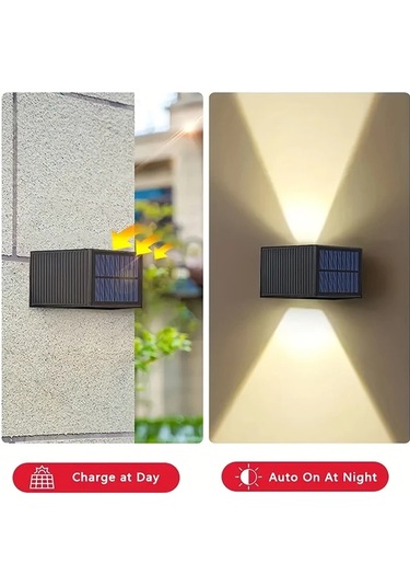 Xuweiwei 2 Adet Sıcak Işık Güneş Led Duvar Lambası Ayarlanabilir Aydınlatma Dış Mekan Bahçe Teras Modern Villa Peyzaj Işığı