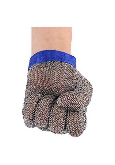 Mavi 1 Adet Paslanmaz Çelik Eldiven Kesime Dayanıklı Eldiven Sınıf 5 Anti-cut Kesim El Koruma Emek Bahçe Tel Metal Örgü Kasap - M