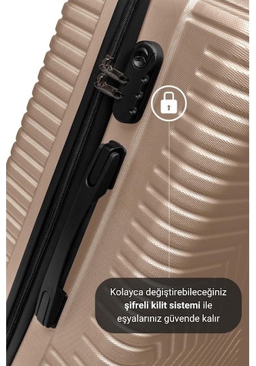 G&d Polo Suitcase Abs 3'lü Gold Lüx Valiz Seyahat Seti 600.06-set Altın