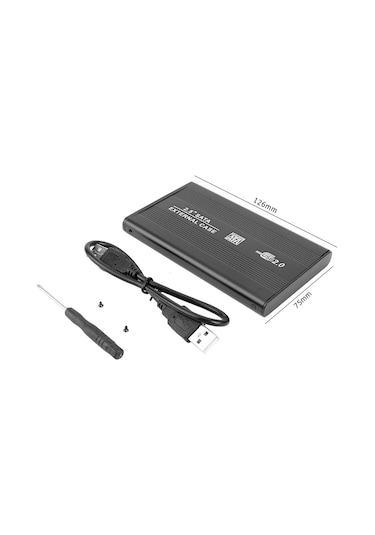 Mufunye 2.5 İnç Sata Usb 2.0 Dış Hard Disk Kutusu, Alüminyum Kasa, 480mbps, Windows/mac Uyumlu, Siyah
