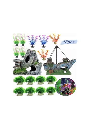 Xindoker 18 Adet Renkli Akvaryum Dekorasyonu: Gerçekçi Plastik Su Bitkileri Seti - Farklı Boyutlarda Balık Tankı Süs Eşyası