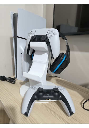 Ps5 2li Kol Tutucu + Kulaklık Standı 3 İn 1 Beyaz