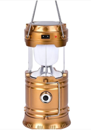 Şarjlı Kamp Lambası Güneş Enerjili Kızaklı Kamp Lambası Altın