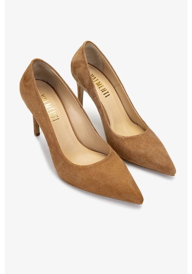 Valmenti Kadın Hakiki Deri Taba Süet Topuklu Ayakkabı 1074 2031 Bn Ayk Y25 Taba Suet Taba Süet