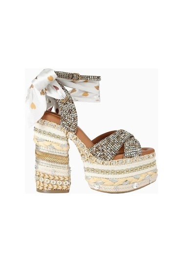 Kurt Geiger Chelsea Scarf 135 Lüks Tasarım, Kadın Platform Sandalet Kahverengi