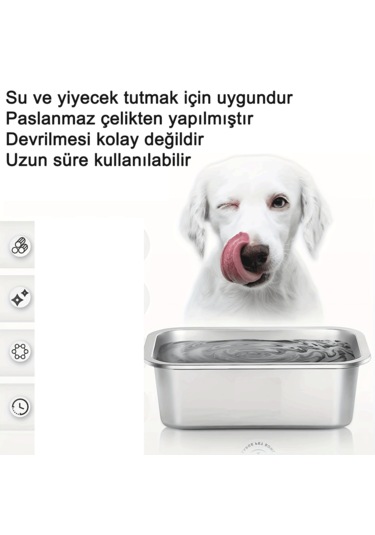 Ecronicword Büyük Paslanmaz Çelik Mama Kabı Büyük Köpek 3790 ML