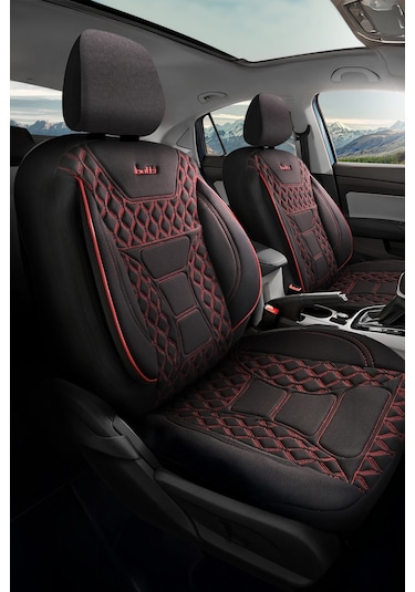 Siyah - Kırmızı Buttı Speedy Serisi Premium Oto Koltuk Kılıfı Ortopedik Destekli, Ön Arka Tam Set, Aırbag Uyumlu