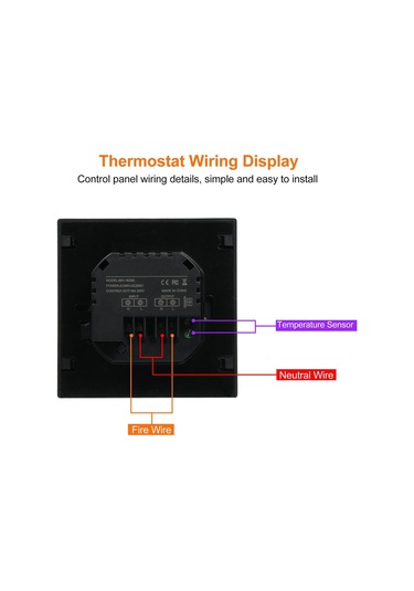 Siyah Led Dokunmatik Ekranlı Akıllı Termostat 16a Yerden Isıtma Sıcaklık Kontrol Cihazı 85265v Elektrikli