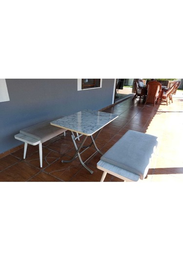 Dekoratif Katlanır Masa Bahçe Ve Çalışma Masası 60 90 Bulut Mermer Diğer