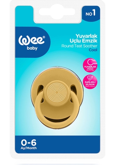 Wee Baby Cool Yuvarlak Uçlu Emzik No:1 Hardal 0-6 Ay