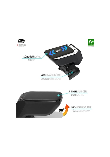 Renault Megane 3 Abs Vidalı Kol Dayama Kolçak Gri 2012-2016 A+kalite