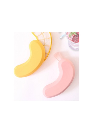 Kosona 2 Adet Silikon Buzluk Kalıbı, 16 Delikli Kapaçklı, Muz Şekilli, Çikolata/süt Buzları Yapmak İçin, Pembe Çok Renkli