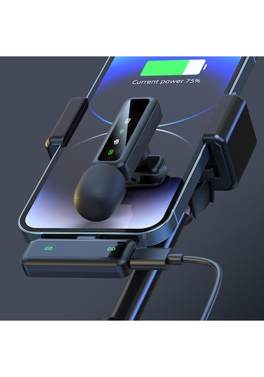 Akıllı Telefonlar İçin H63 2.4g Kablosuz Yaka Mikrofonu Canlı Akış Gürültü Azaltma Mikrofonu, 1 Verici + 1 Alıcı - C Tipi Konnektör