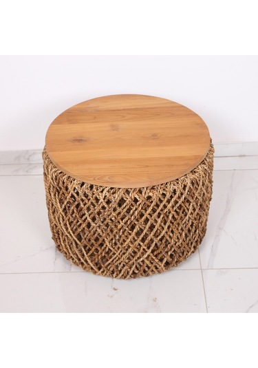 Abaka Sehpa Teak Üst Tablalı 60 X45 Cm Kahverengi