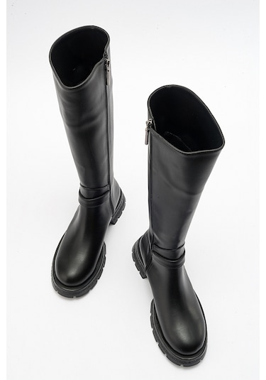 Luvishoes Covela Siyah Cilt Kadın Çizme Siyah