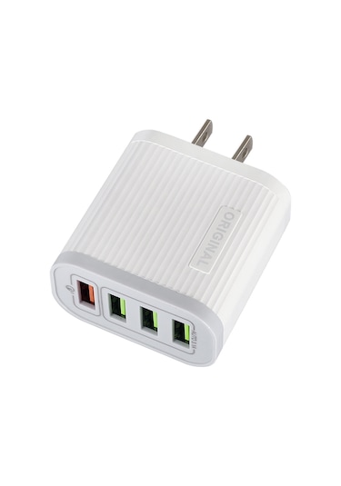 Hızlı Şarj Qc3.0 Usb Hub Duvar Şarj Cihazı Güç Adaptörü İphone X Xs Samsung-beyaz İçin Abd Tak