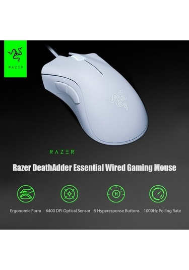 Tongxida Deathadder Essential 6400 Dpı Optik Oyuncu Mouse, Kırmızı DeathAdder