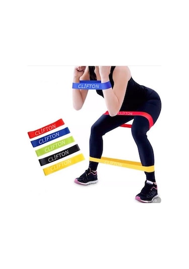 Clifton 5'li Pilates Direnç Lastiği Aerobik Yoga Egzersiz Band