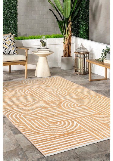 Revna Sarı Bej Kum Beji Yıkanabilir Halı Kaymaz Taban Pamuk Dokuma Salon Mutfak Koridor Halısı Sarı