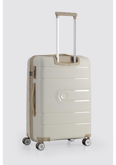 Ççs 5247 Polipropilen Büyük Boy Valiz Beyaz-bej Beyaz - Bej
