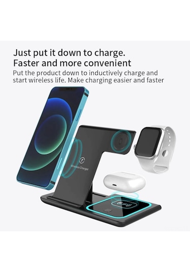 Wezone Katlanabilir 3 Lü Hızlı Şarj İstasyonu: Airpods, Watch Ve İphone Uyumlu İçin Kablosuz Şarj