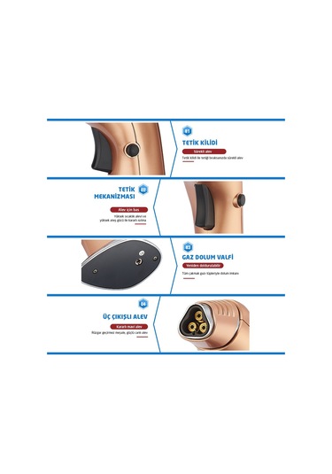 Rox Bs-830 Üç Alev Çıkışlı Bütan Gaz Torch Pürmüz Siyah