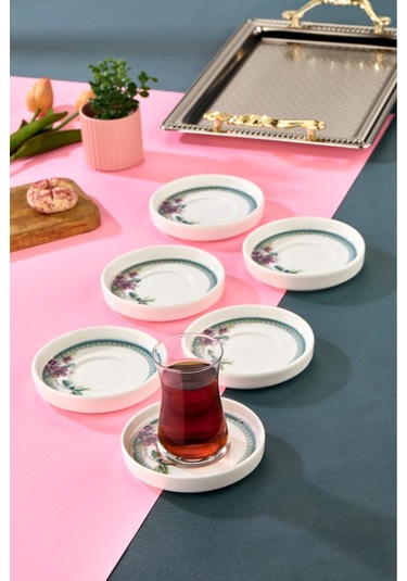 Cooker 6'lı Lyon Porselen Çay Tabağı Beyaz