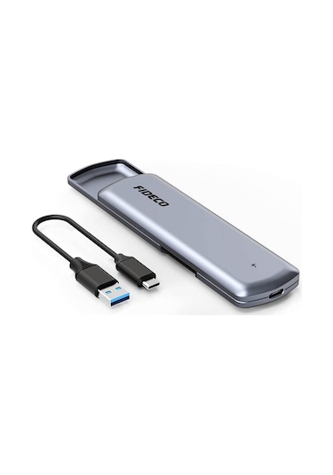 Fideco M.2 NVME USB C SSD Harici Kutu USB 3.1 Gen 2  10 Gbps Gri