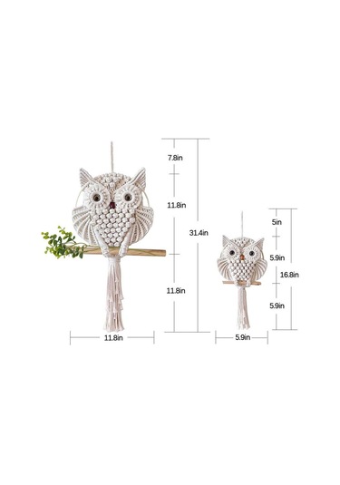 Yifomall El İşi Makrome Duvar Dekoru - Büyük Boy 30x80cm Boho Tarzı Baykuş Askılı