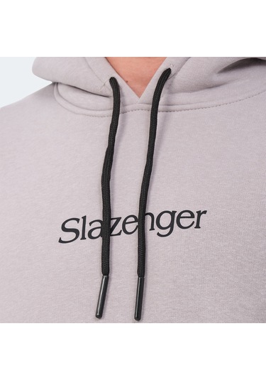 Slazenger OCTAVIA IN Erkek Kapüşonlu Cepli Taş Gri Sweatshirt