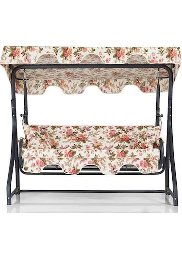 Erinöz Olea 3 Kişilik Bahçe Balkon Teras Salıncağı - İngiliz Gülü