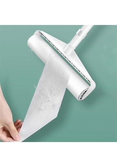 Teleskopik Saplı 24 Cm Yapışkanlı Tüy Rulosu Uzayabilen Hav Tüy Toz Toplayıcı Rulo 2 Yedekli Çok Renkli