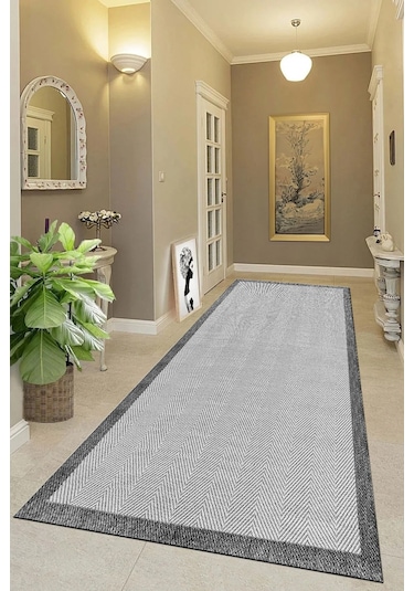 Sisal Bordürlü Jut Hasır Kaymaz Taban Çerçeve Model Siyah