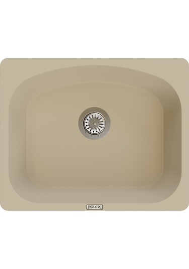 Polex Cristalüx Granit Evye P-OL60 Bej Tezgah Altı Ve Tezgah Üstü Kare Mutfak Evyesi 60x49.5 CM