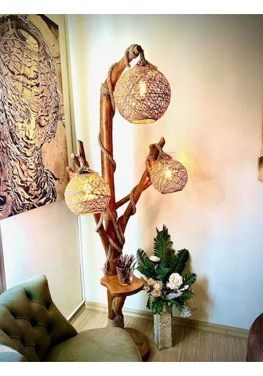 ArtAğaçTasarım Ağaç Lambader Doğal Ahşap Bodrum Serisi Min. 180 Cm