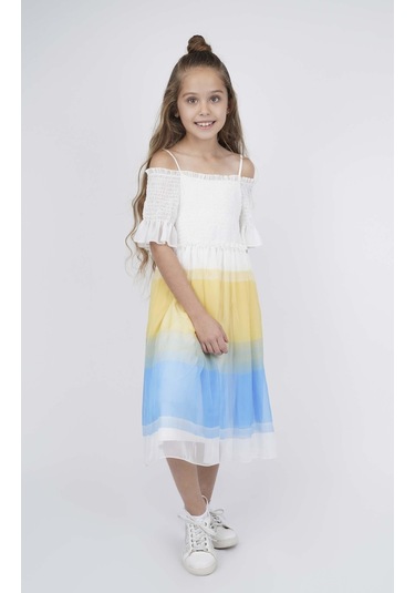 Bestkids Kız Çocuk Blok Renkli Elbise 0001
