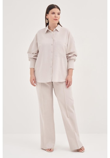 Cepli Keten Gömlek-1814 Taş