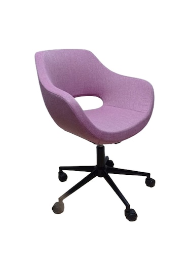 Ofis Koltuğu Çalışma Sandalyesi Pembe Renk Keten Kumaş Döküm Süng