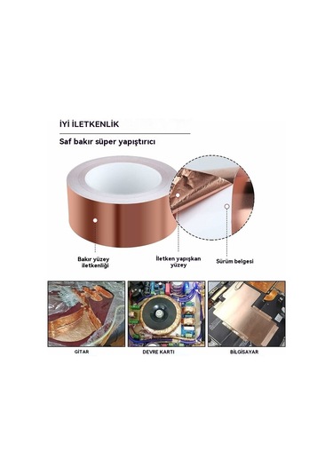 Bakır Folyo Bant 30m X 50mm, Premium Bakır Folyo Bant Emc Koruma Bandı Emı Koruması, El Sanatları, Sümüklü Böcek Kovucu, Elektrik Onarımları, Kağıt Devreleri İçin Yapışkan Bant